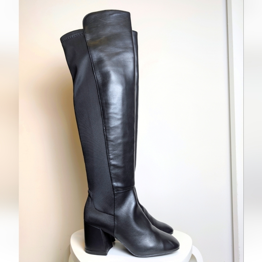 Bamboo Black Tall Over The Knee Stretch Back Boots Size 7.5